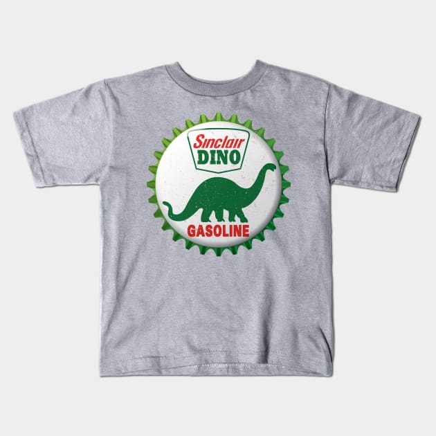 Sinclair Dino Gasoline Bottle Cap Retro T-Shirt Kids T-Shirt by funkymonkeytees